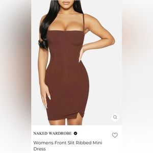 Naked Wardrobe Mini Front Slit Dress